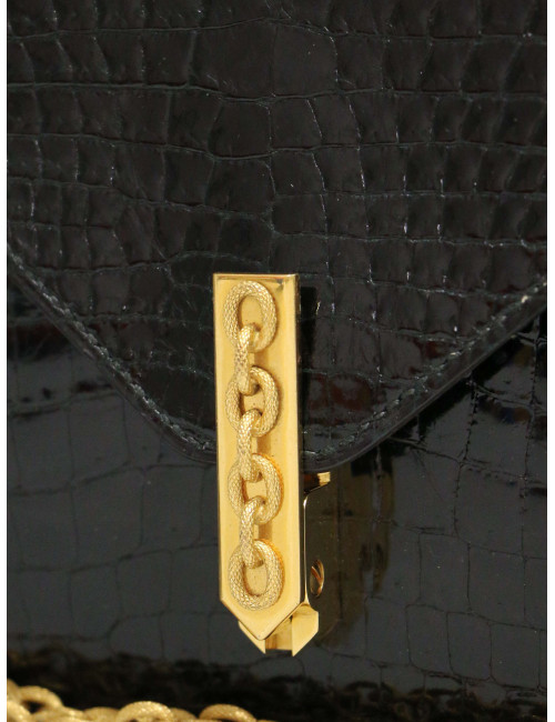 Sac HERMES New Jimmy's Porosus brillant noir