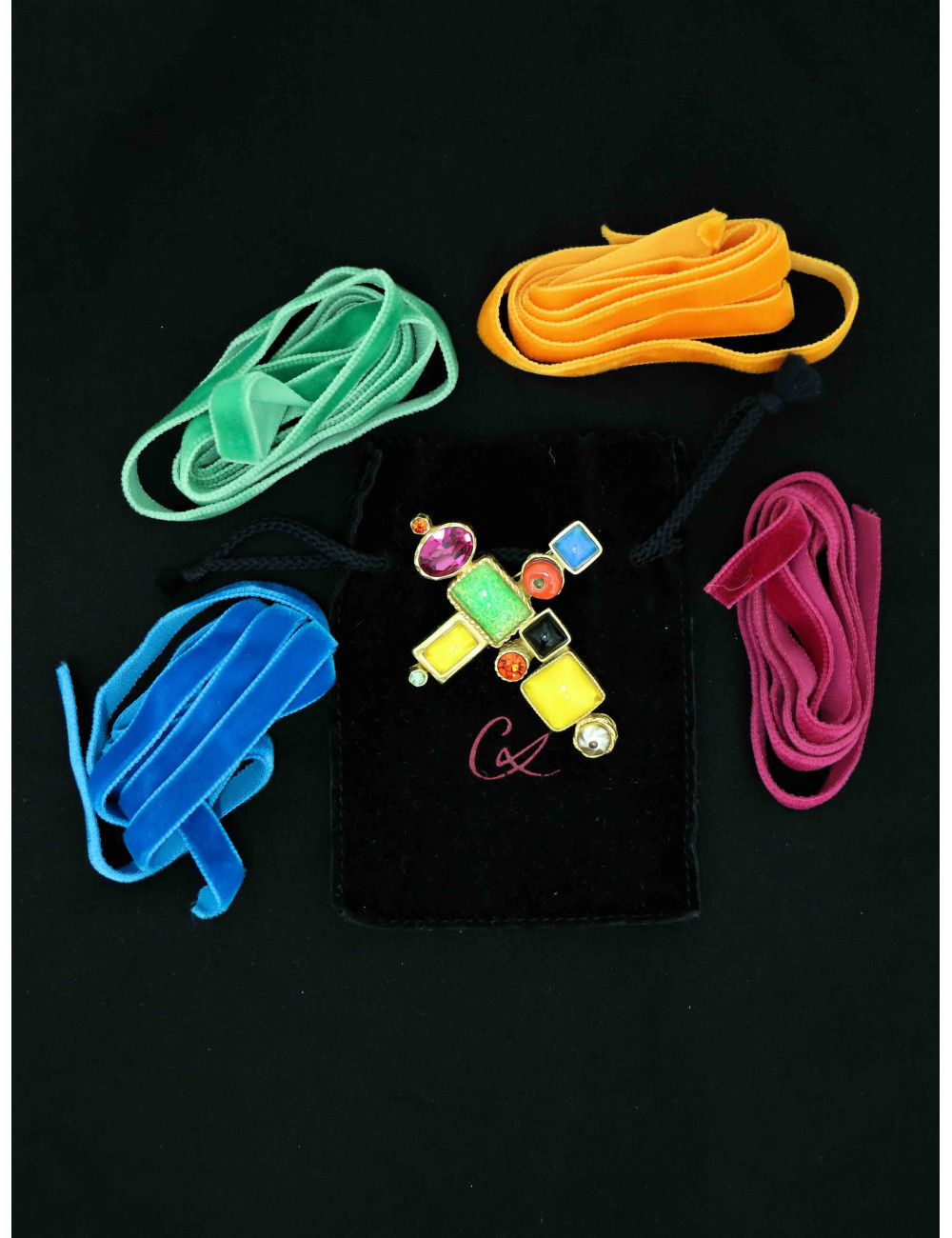 Pendentif Christian Lacroix byzantin multicolore certifié authentique