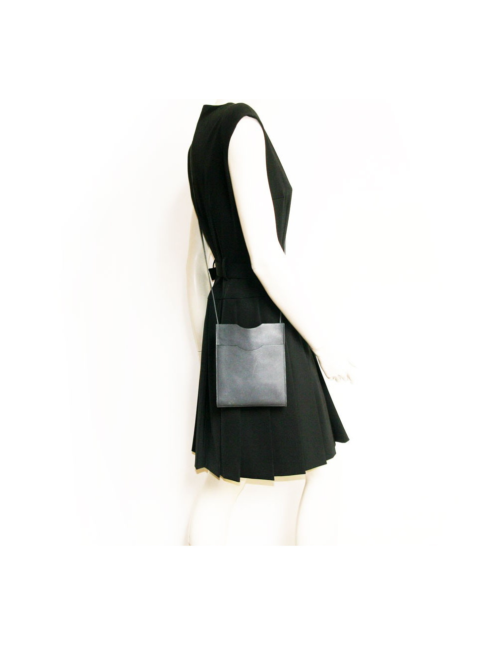 pochette HERMES en swift gris éléphant