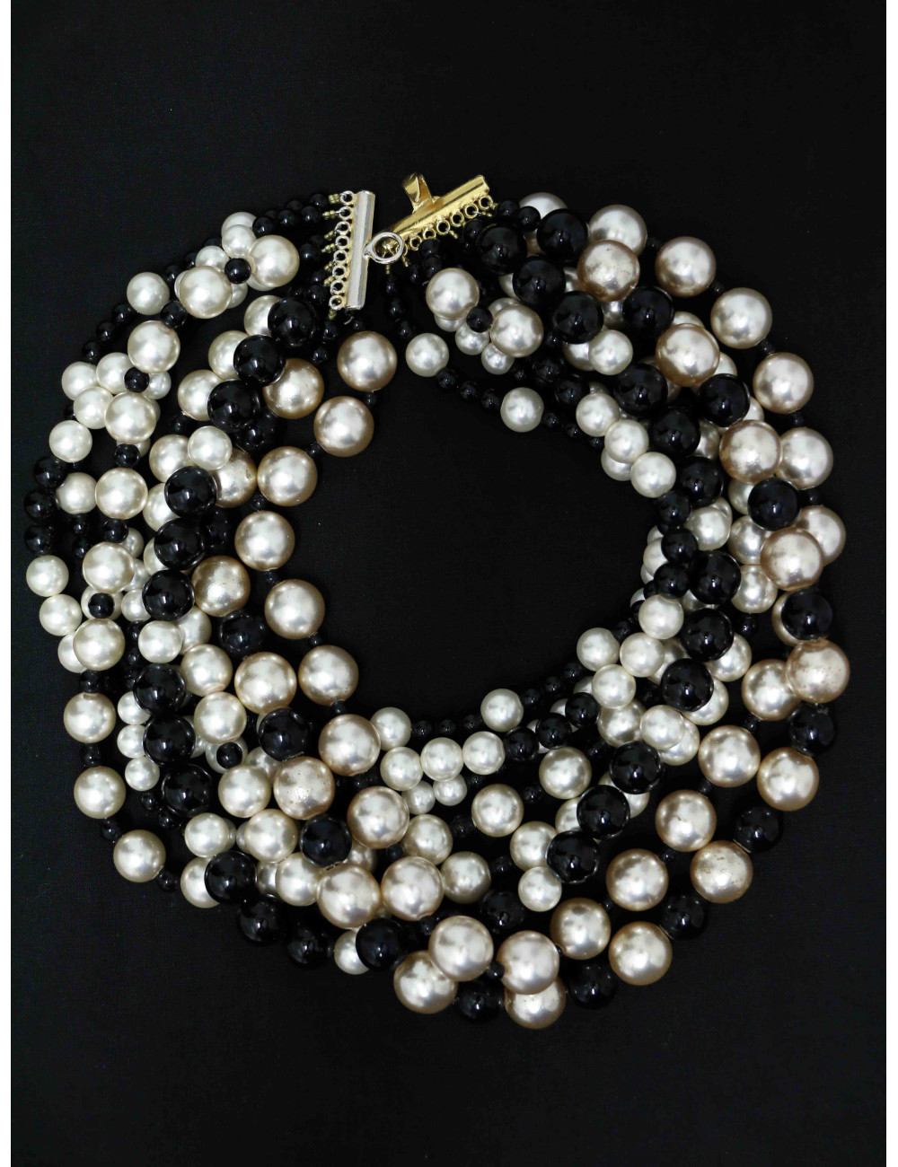 Collier perles Christian Dior nacrées et noires : occasion authentique