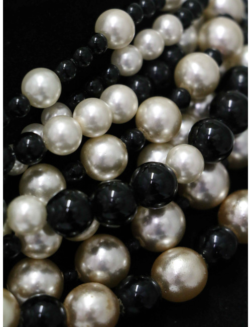 Collier perles Christian Dior nacrées et noires : occasion authentique