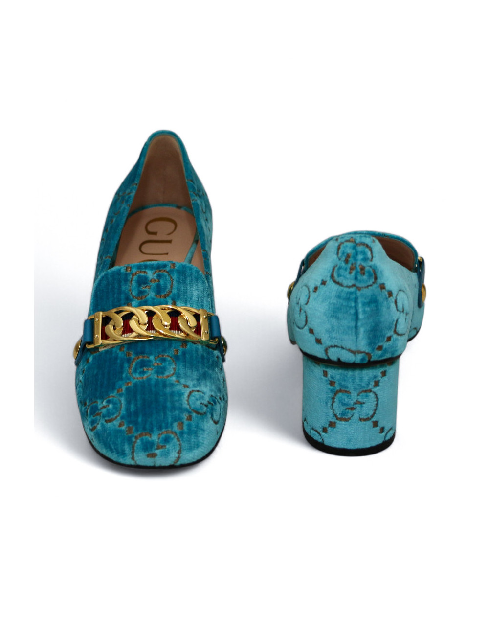 Sandales GUCCI Sylvie T37 bleu turquoise