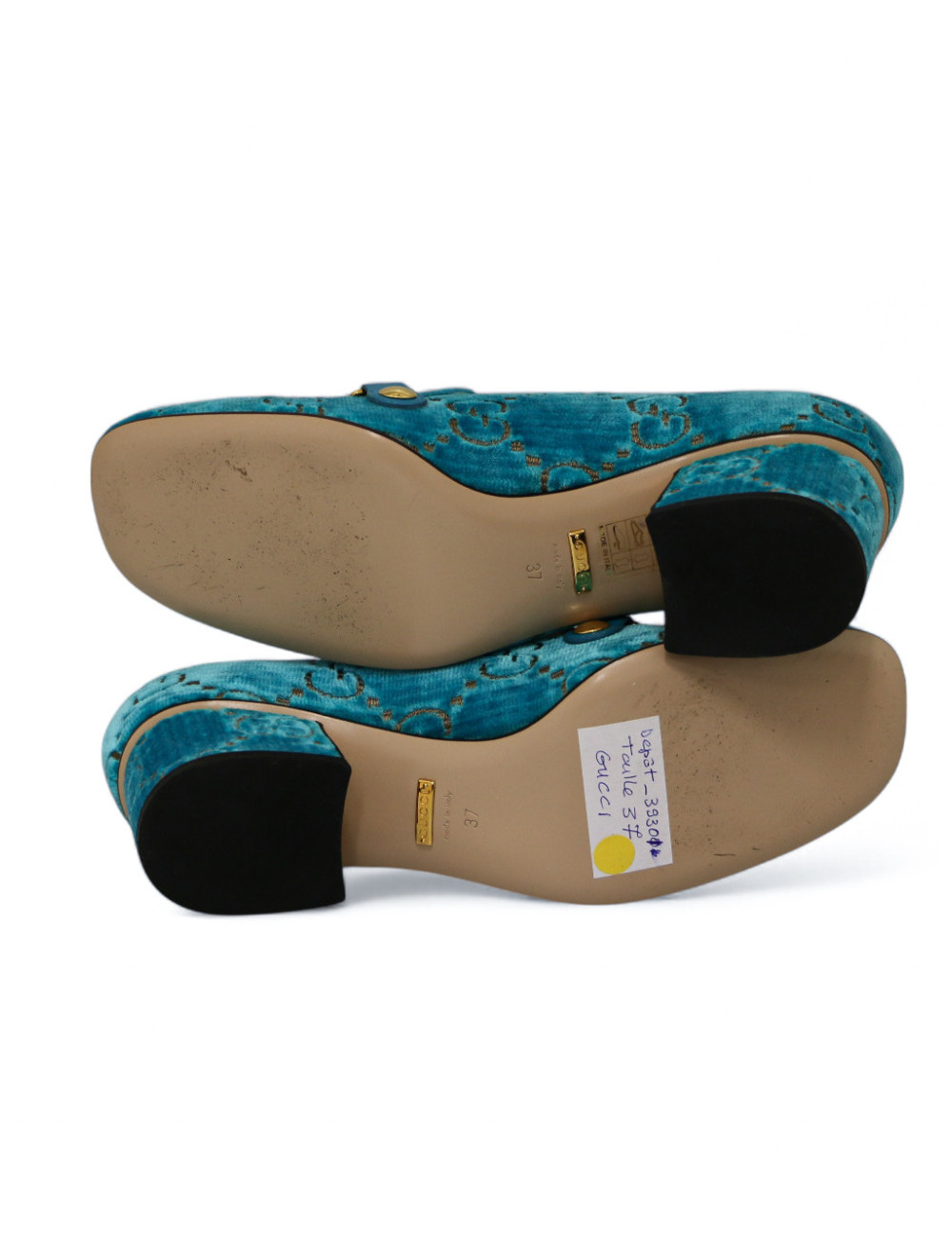 Sandales GUCCI Sylvie T37 bleu turquoise