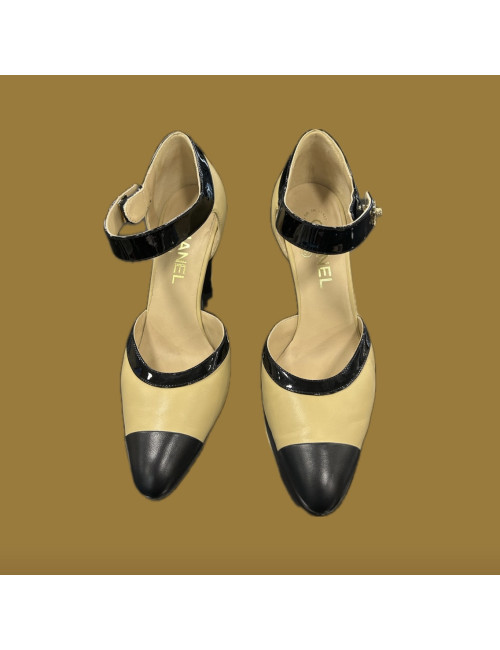 Escarpins CHANEL bicolore cuir T37