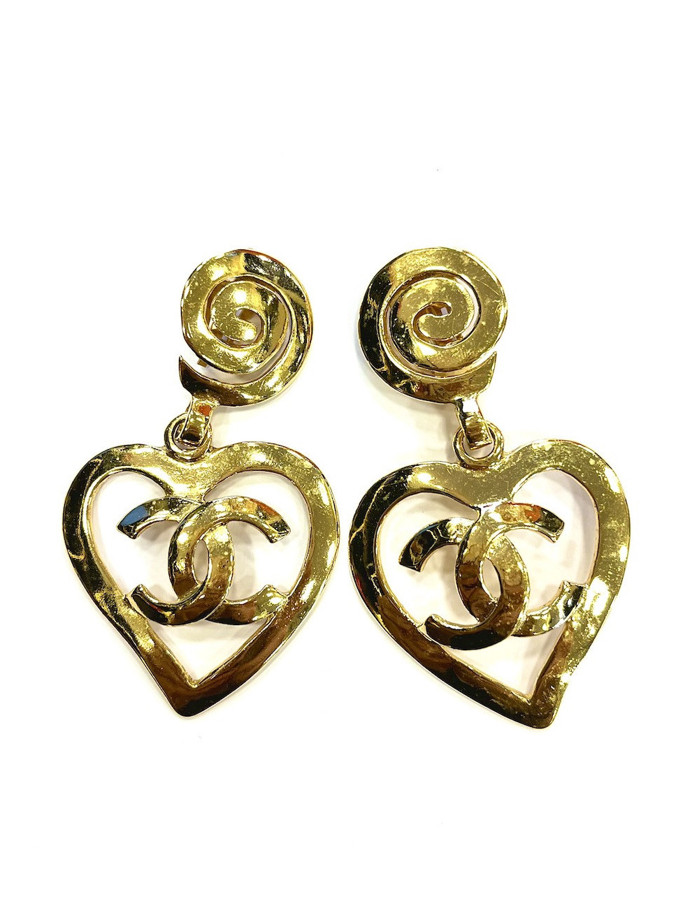 Pendants coeur CHANEL vintage dorés