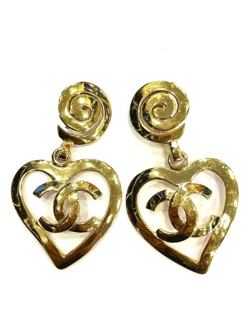 Pendants coeur CHANEL vintage dorés