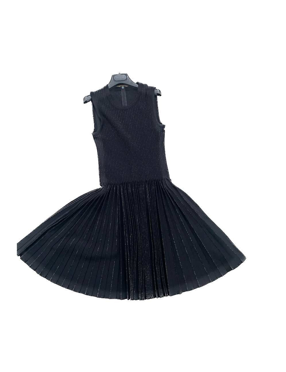 Robe ALAIA  plissée noire fils d'or