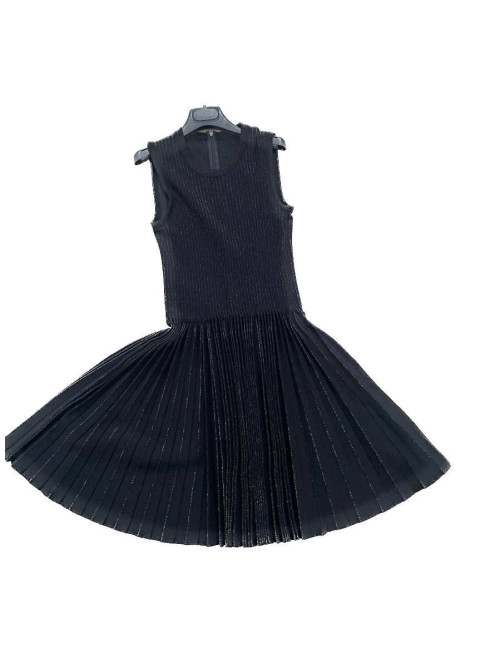 Robe ALAIA  plissée noire fils d'or