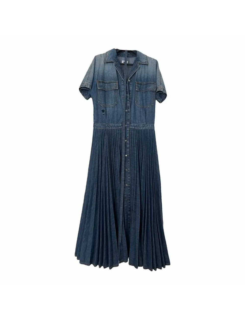 Robe CHRISTIAN DIOR plissée T38 longue dénim bleu