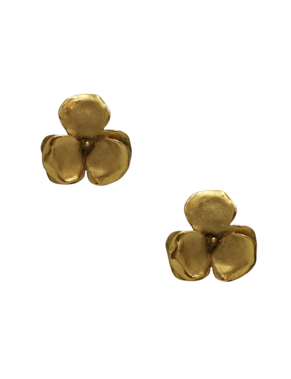 Boucles d'oreille LANVIN motif floral doré