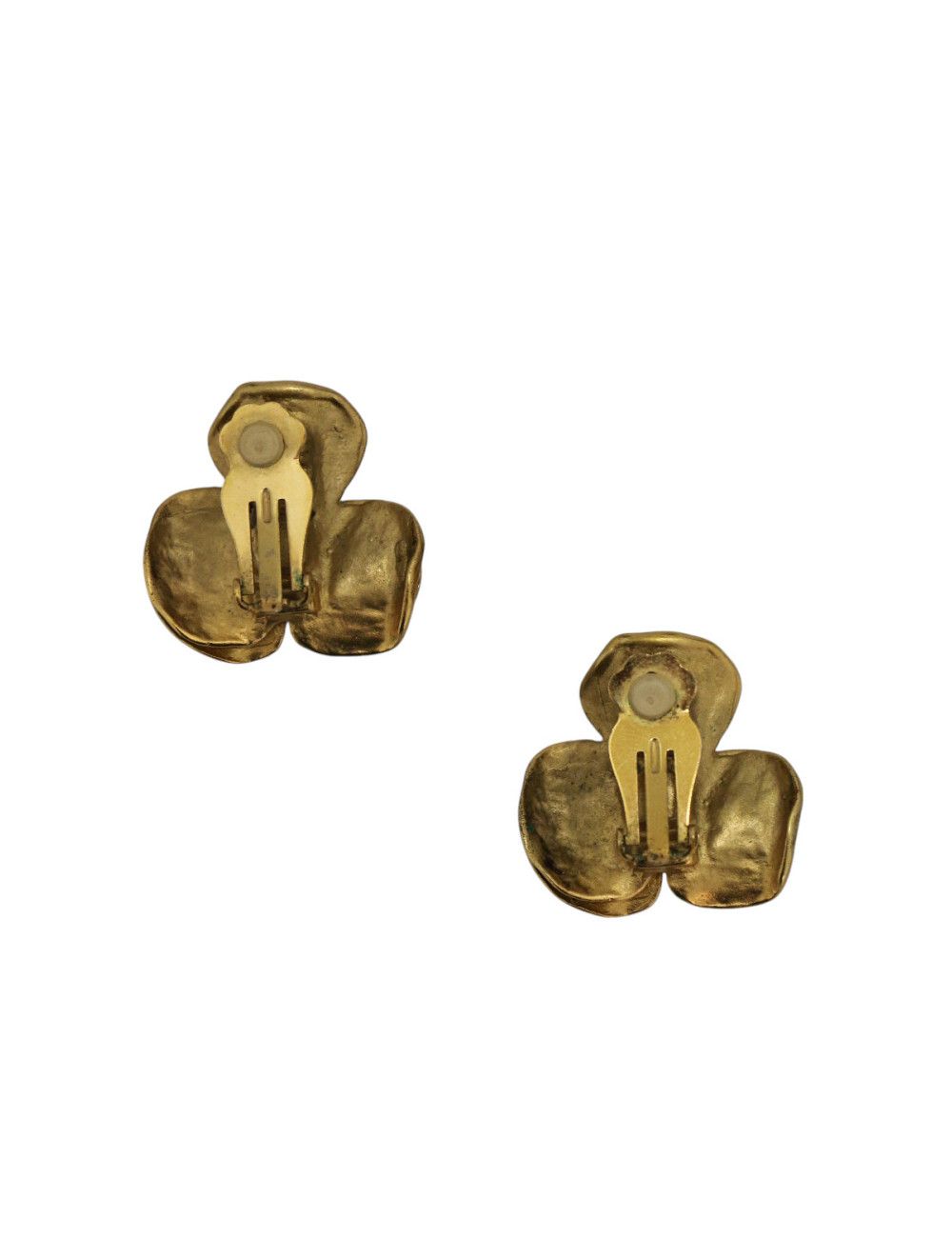 Boucles d'oreille LANVIN motif floral doré