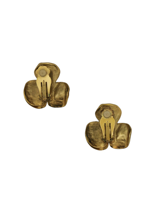boucles d'oreille LANVIN motif floral doré