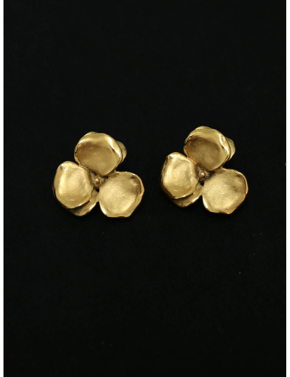 boucles d'oreille LANVIN motif floral doré