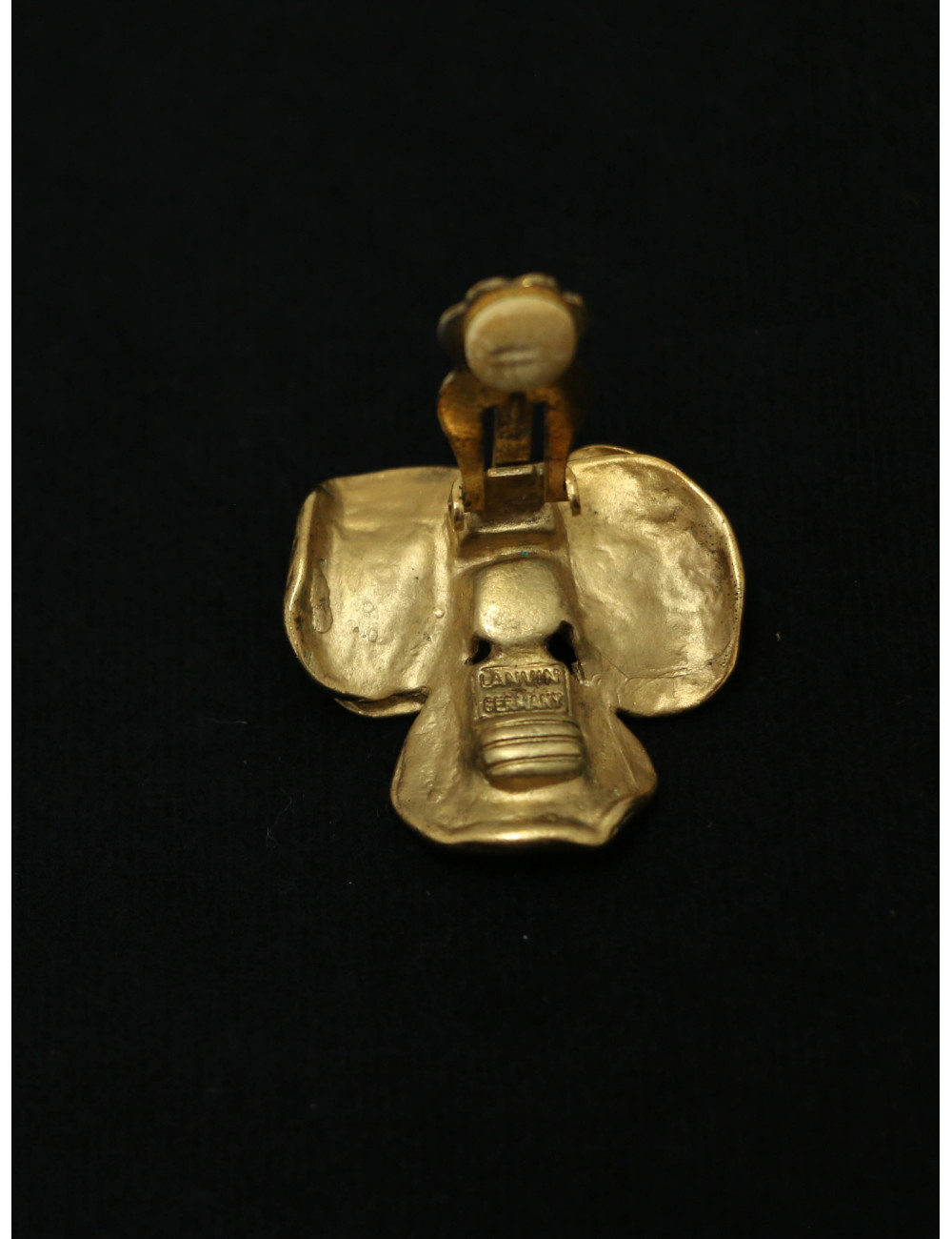 boucles d'oreille LANVIN motif floral doré