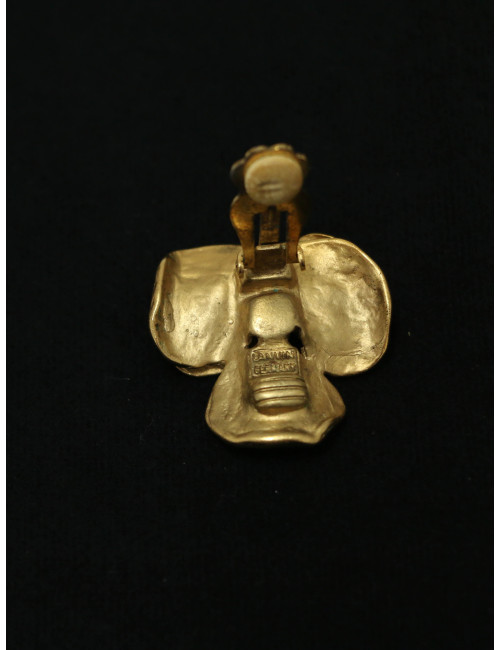 boucles d'oreille LANVIN motif floral doré