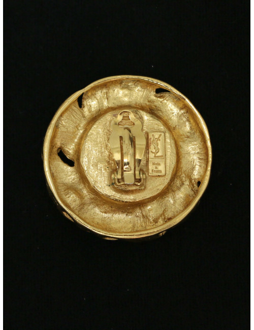 Clips imposants YSL dorés pâte de verre