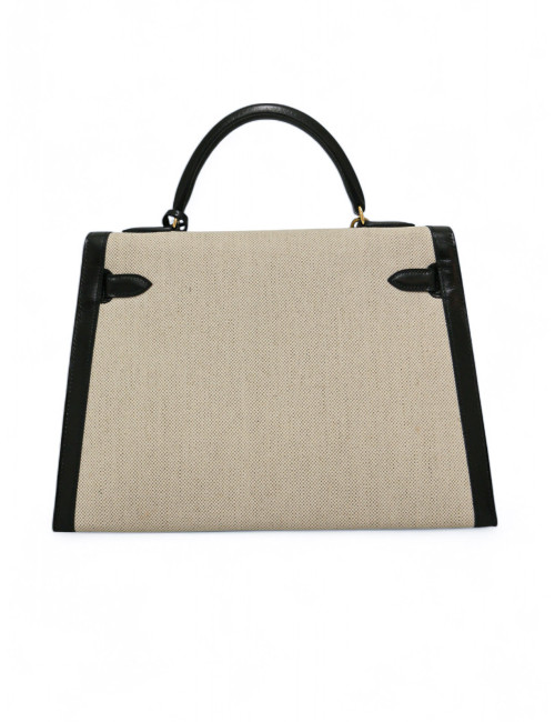 Sac Kelly 32 toile et cuir HERMES vintage