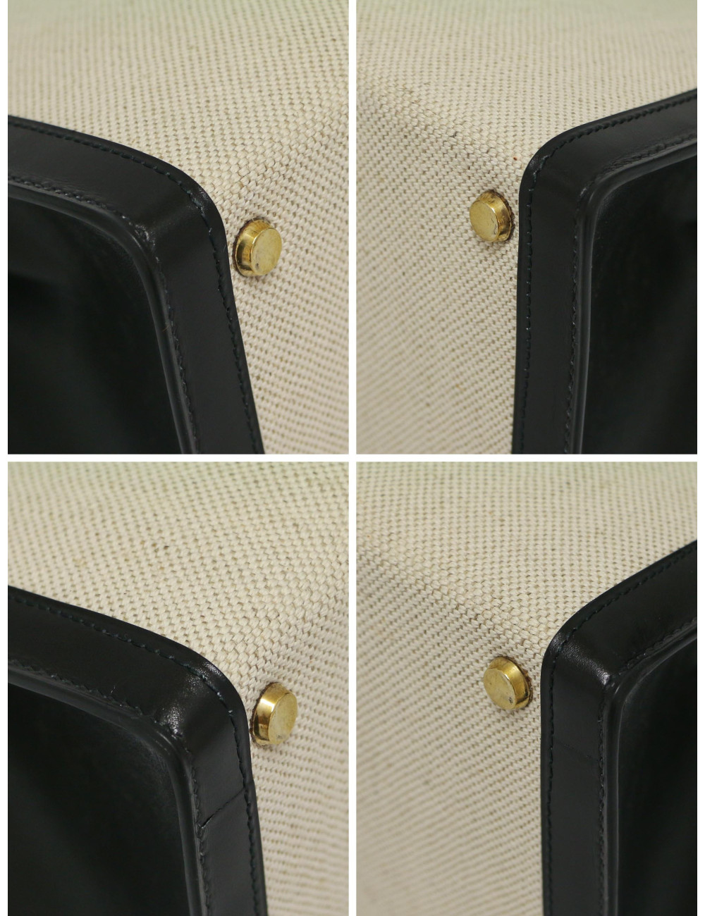 Sac Kelly 28 toile et cuir HERMES vintage