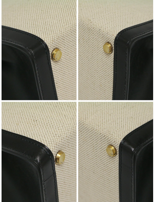 Sac Kelly 28 toile et cuir HERMES vintage