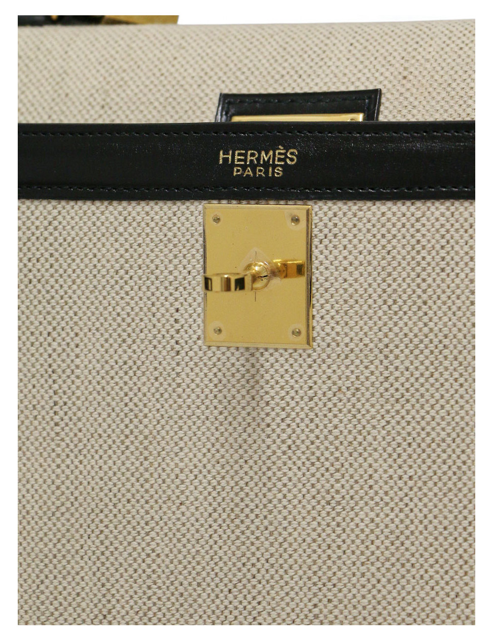 Sac Kelly 28 toile et cuir HERMES vintage