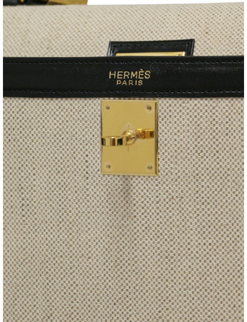 Sac Kelly 32 toile et cuir HERMES vintage