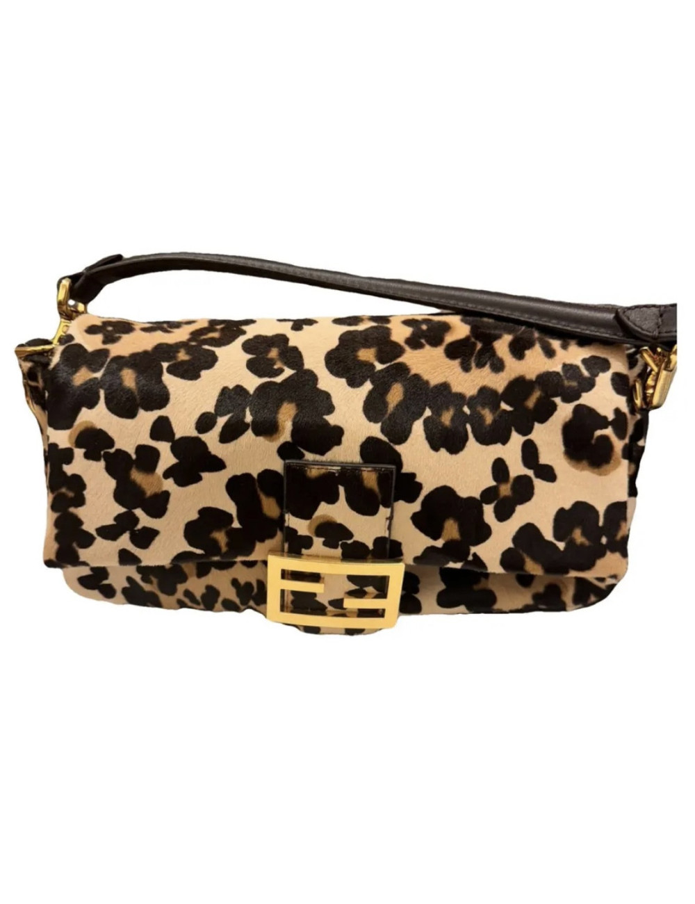 Sac FENDI Baguette léopard cuir de vachette façon poulain