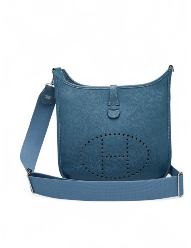 Sac Evelyne II HERMES bleu Jean clair 2