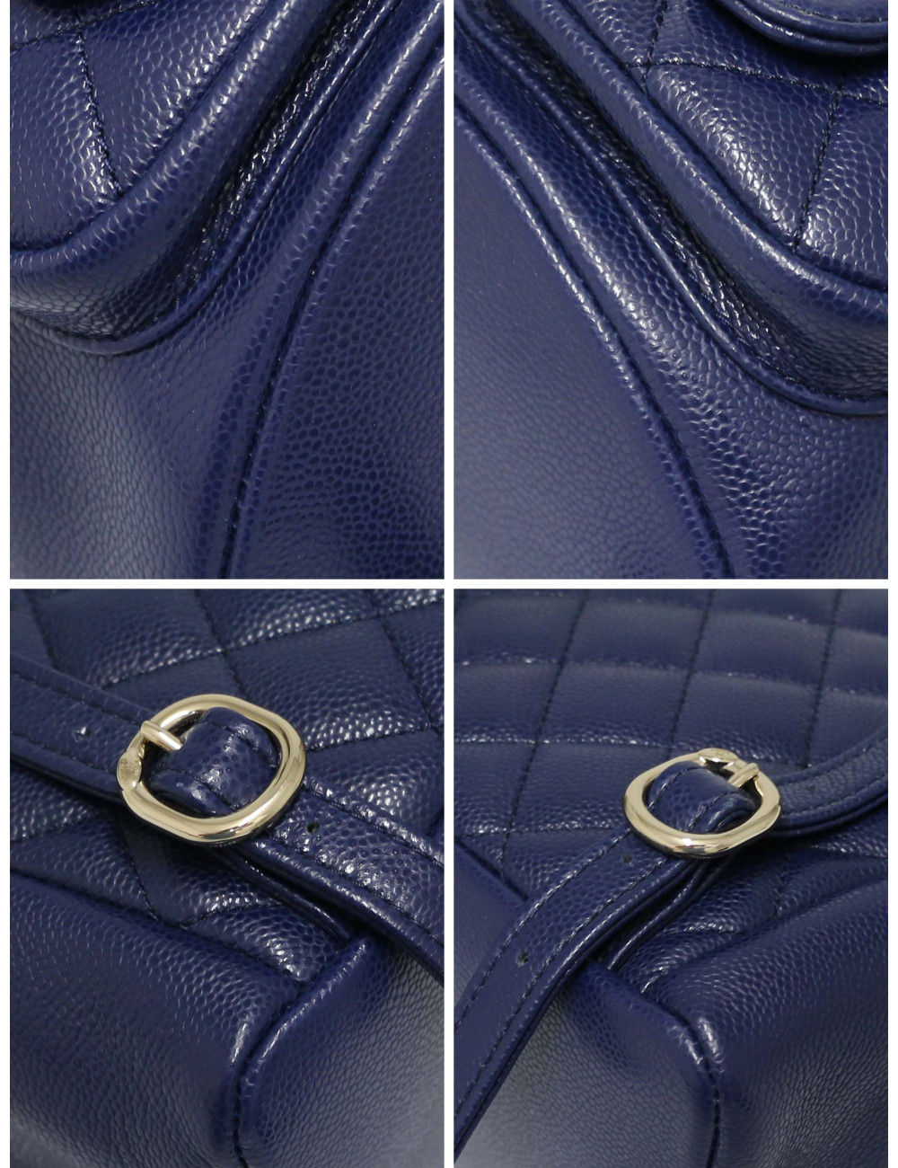 Petit sac à dos CHANEL cuir caviar bleu