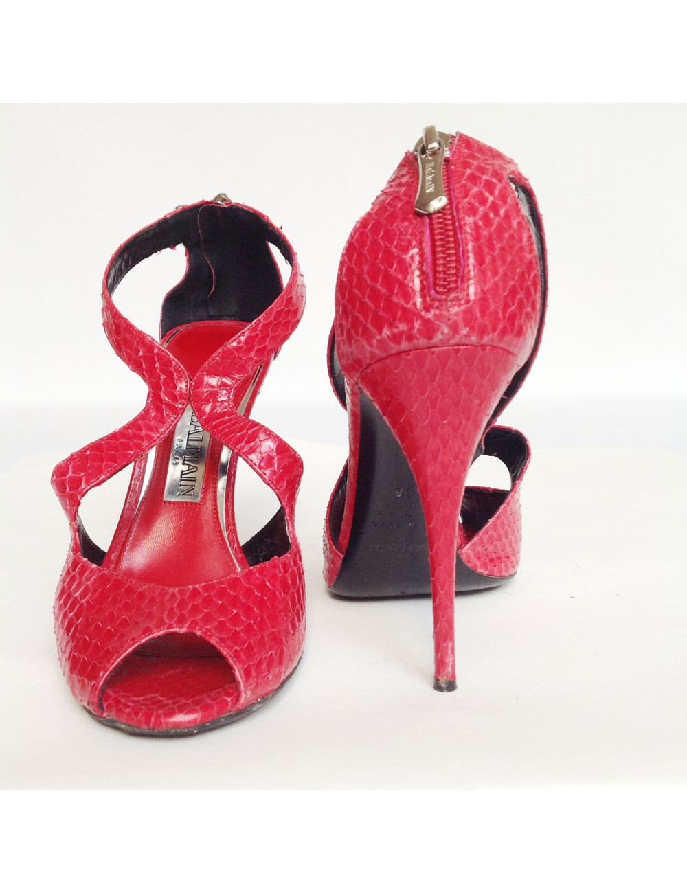 Escarpins BALMAIN en python rose