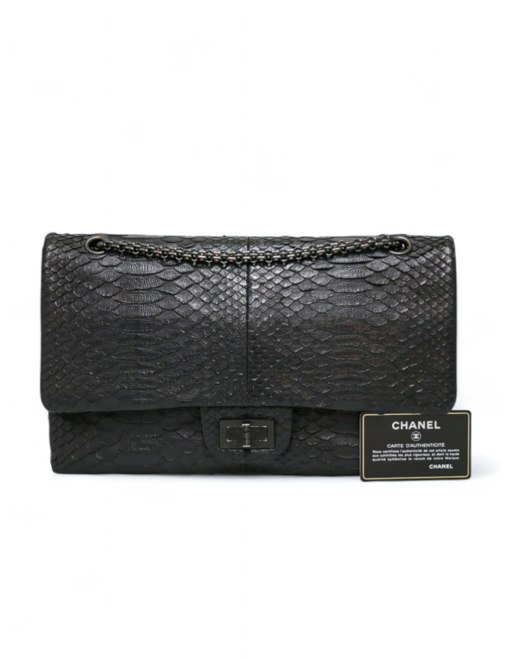 2.55 CHANEL all black python