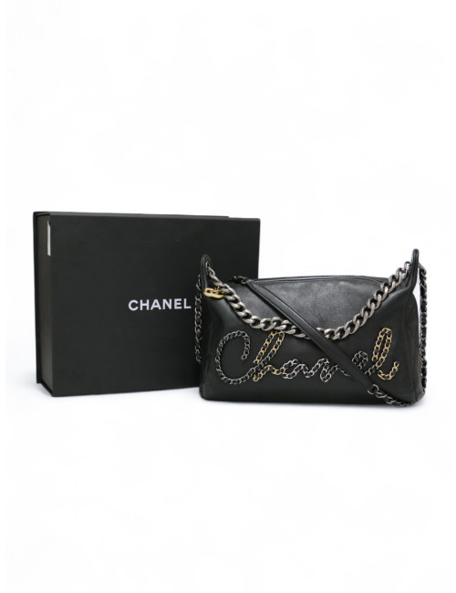 Sac Rock CHANEL cuir d'agneau noir