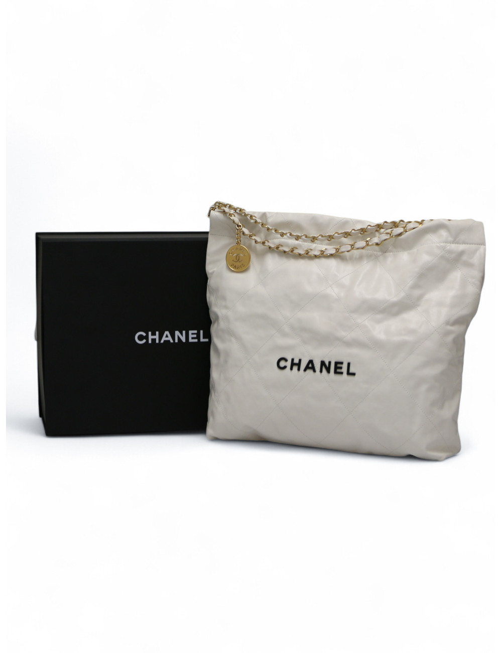 Sac 22 CHANEL blanc cuir d'agneau