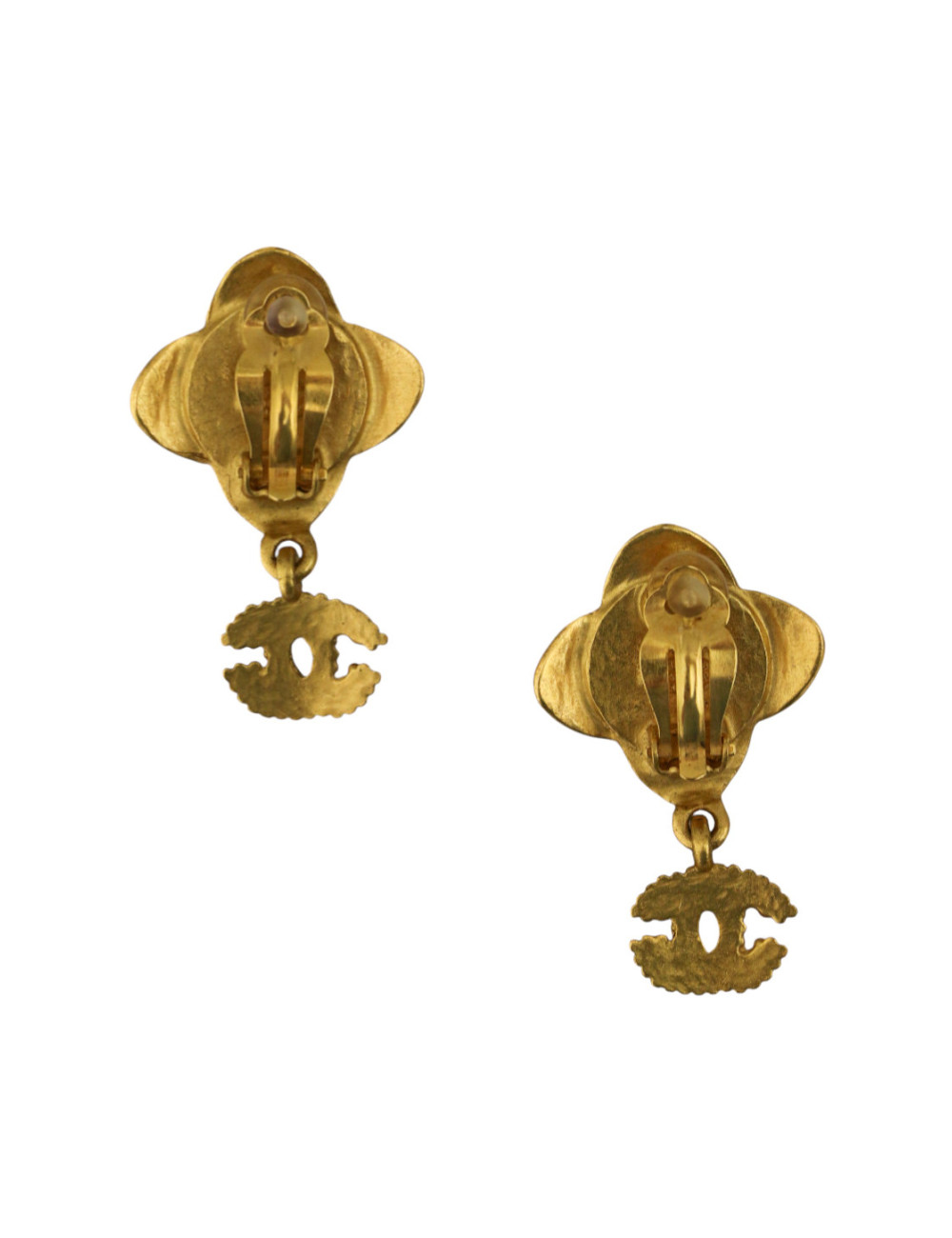 Clips CHANEL pâte de verre noir CC pendants