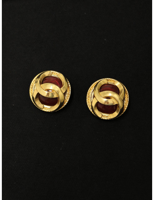 Clips CHANEL coeur pâte de verre et CC