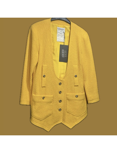 Veste Chanel jaune T36 Oversize tweed : occasion certifiée authentique