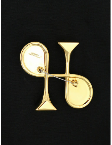 Broche Hermès cor H en lézard. Occasion certifiée 2