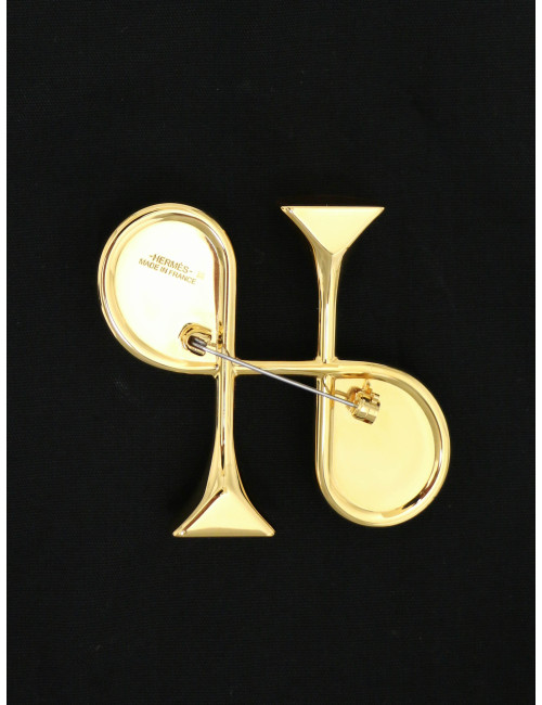 Broche Hermès cor H en lézard. Occasion certifiée