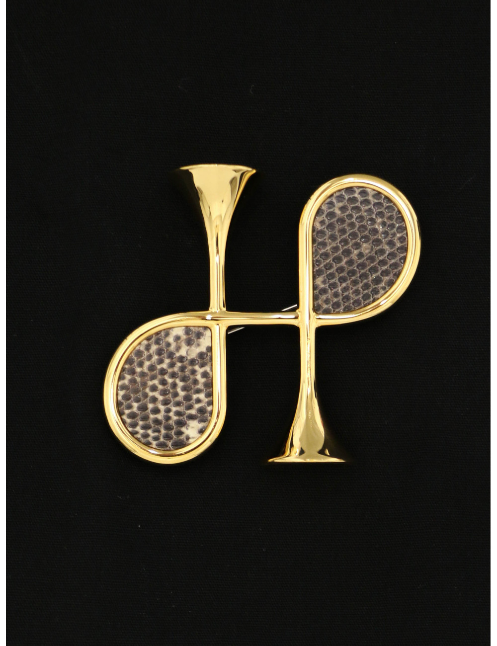 Broche Hermès cor H en lézard. Occasion certifiée