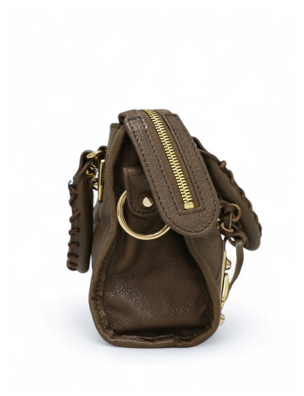 Sac Le City Balenciaga Mini en cuir taupe certifié authentique.