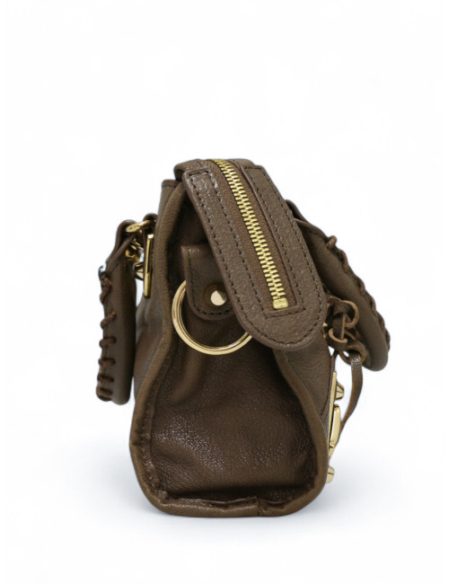 Sac Le City Balenciaga Mini en cuir taupe certifié authentique.