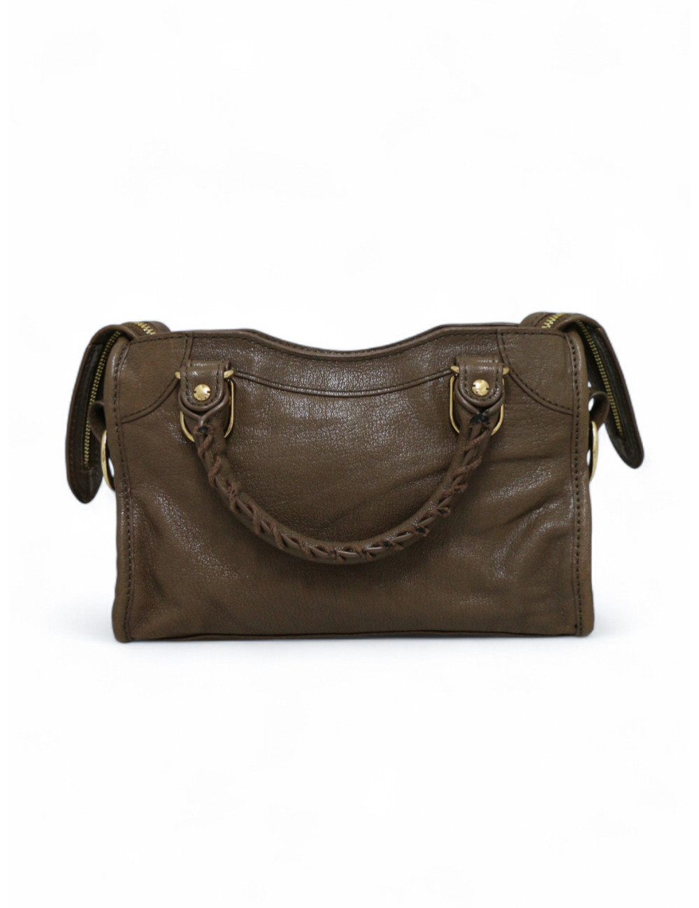 Sac Le City Balenciaga Mini en cuir taupe certifié authentique.