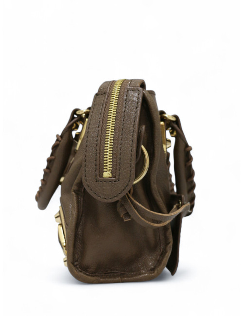 Sac Le City Balenciaga Mini en cuir taupe certifié authentique.