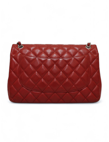 Jumbo Chanel rouge en cuir caviar : occasion certifiée authentique 2
