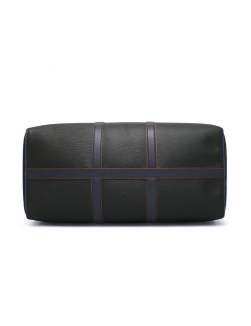 Sac de voyage Keepall 50 LOUIS VUITTON cuir épi noir et bleu