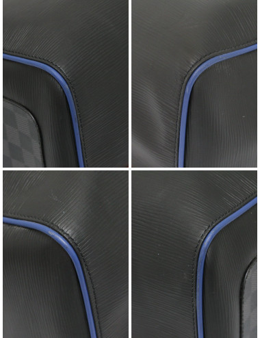 Sac de voyage Keepall 50 LOUIS VUITTON cuir épi noir et bleu 2