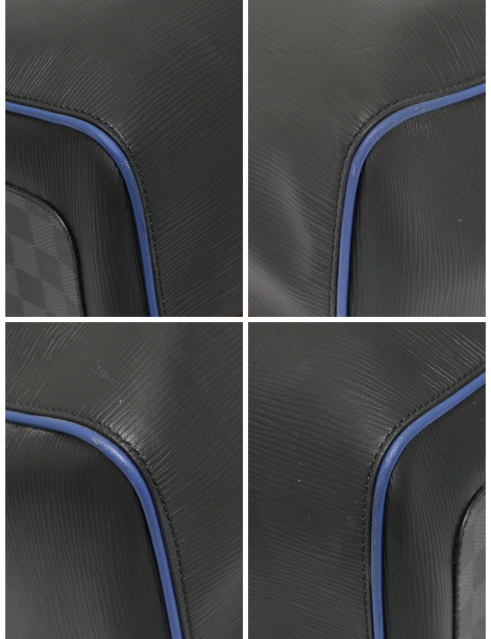 Sac de voyage Keepall 50 LOUIS VUITTON cuir épi noir et bleu