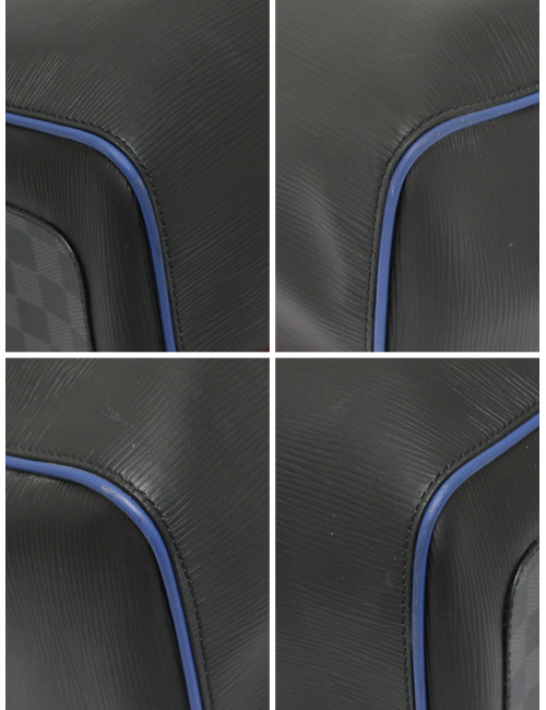 Sac de voyage Keepall 50 LOUIS VUITTON cuir épi noir et bleu