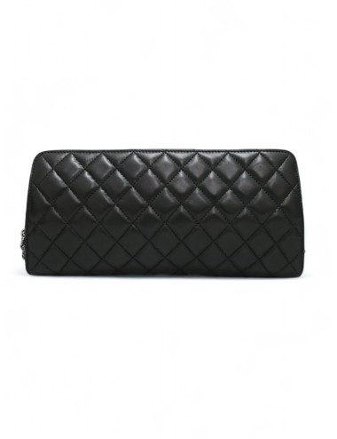 Sac pochette CHANEL cuir d'agneau noir 2