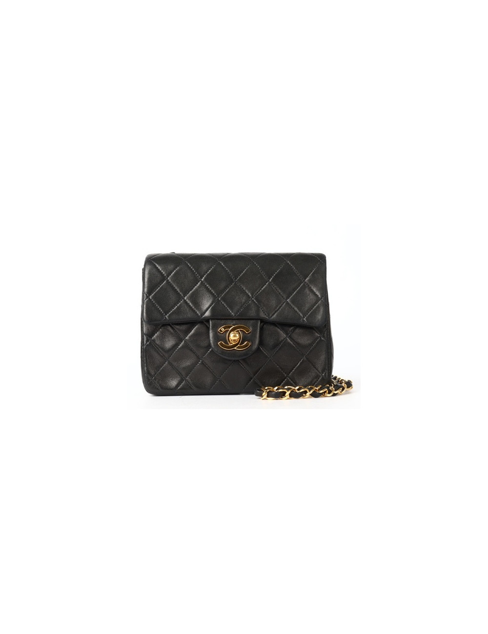 Mini timeless Chanel vintage cuir d'agneau noir