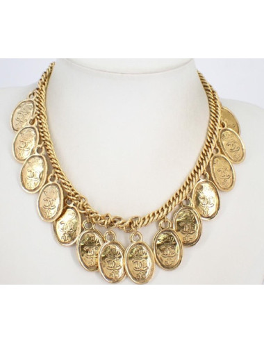 Collier multi pendentifs CC Chanel doré